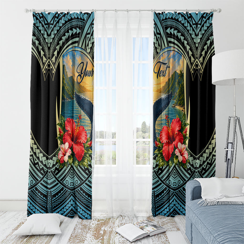 Personalized Masefau American Samoa Whale Window Curtain Polynesian Tribal Pattern Tropical Hibiscus TS04 - Polynesian Pride