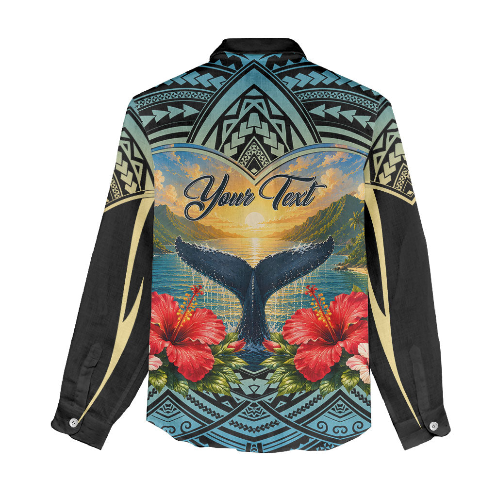 Personalized Masefau American Samoa Whale Women Casual Shirt Polynesian Tribal Pattern Tropical Hibiscus TS04 - Polynesian Pride