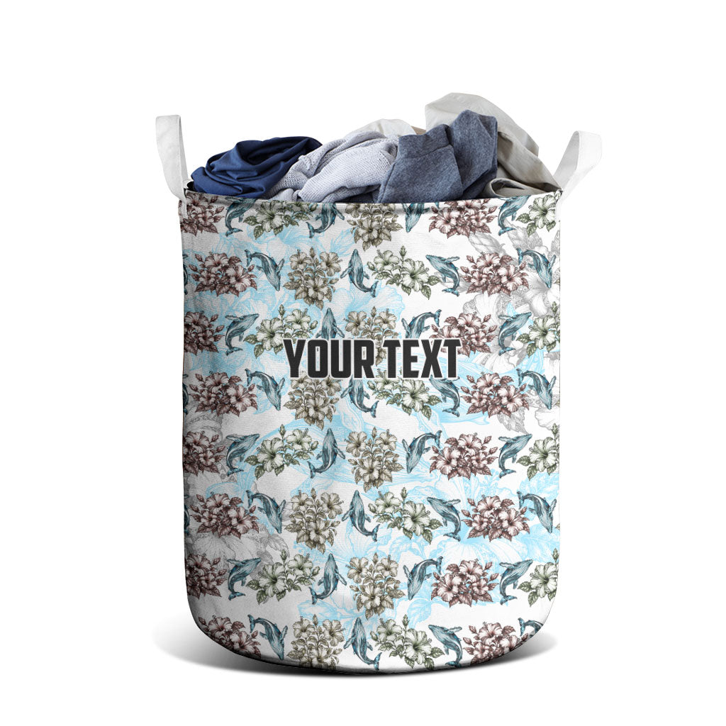 Personalized Masefau American Samoa Laundry Basket Vintage Whale Hibiscus Ocean Waves TS04 - Polynesian Pride