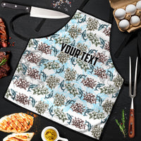 Personalized Masefau American Samoa Apron Vintage Whale Hibiscus Ocean Waves TS04 White Blue - Polynesian Pride