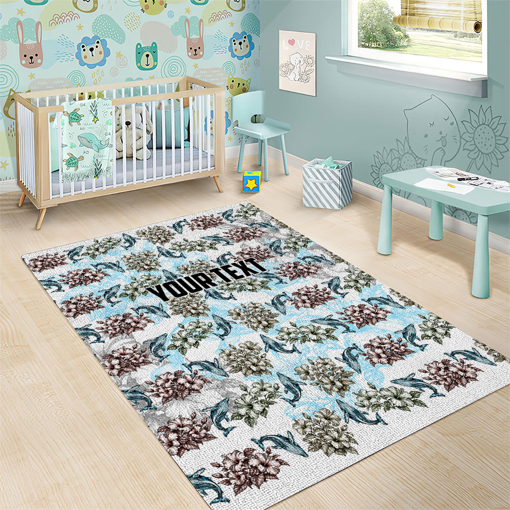Personalized Masefau American Samoa Area Rug Vintage Whale Hibiscus Ocean Waves TS04 - Polynesian Pride