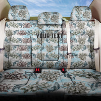 Personalized Masefau American Samoa Back Car Seat Cover Vintage Whale Hibiscus Ocean Waves TS04 One Size White Blue - Polynesian Pride