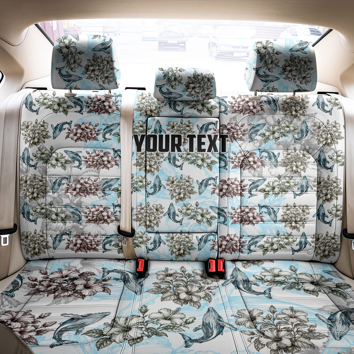 Personalized Masefau American Samoa Back Car Seat Cover Vintage Whale Hibiscus Ocean Waves TS04 - Polynesian Pride