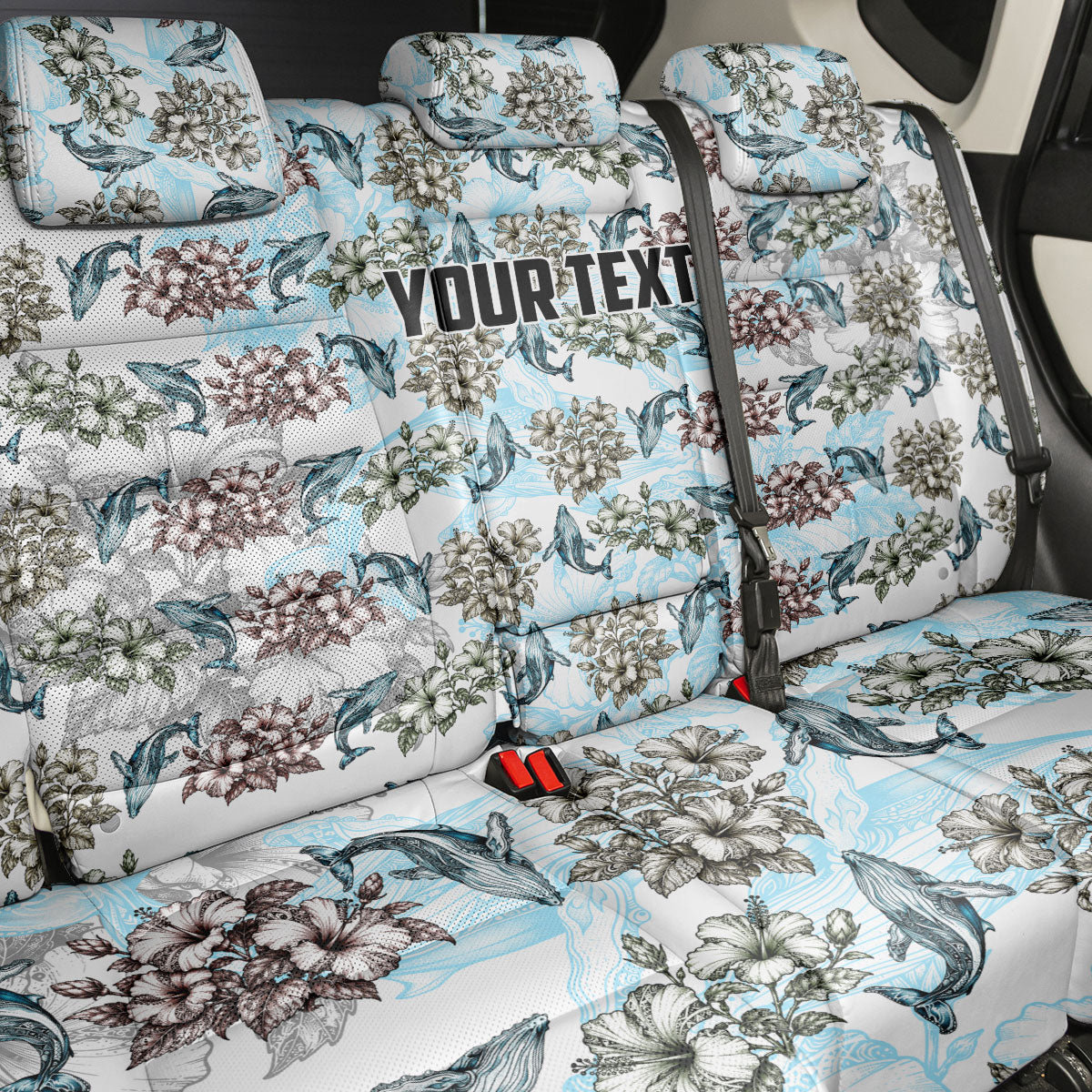 Personalized Masefau American Samoa Back Car Seat Cover Vintage Whale Hibiscus Ocean Waves TS04 - Polynesian Pride