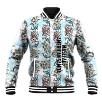 Personalized Masefau American Samoa Baseball Jacket Vintage Whale Hibiscus Ocean Waves TS04 Unisex White Blue - Polynesian Pride
