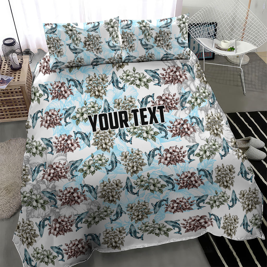 Personalized Masefau American Samoa Bedding Set Vintage Whale Hibiscus Ocean Waves TS04 - Polynesian Pride