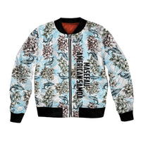 Personalized Masefau American Samoa Bomber Jacket Vintage Whale Hibiscus Ocean Waves TS04 Unisex White Blue - Polynesian Pride