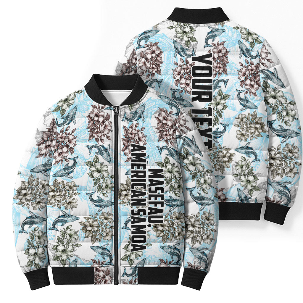 Personalized Masefau American Samoa Bomber Puffer Jacket Vintage Whale Hibiscus Ocean Waves TS04 - Polynesian Pride
