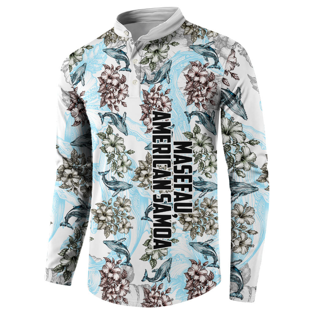 Personalized Masefau American Samoa Button Sweatshirt Vintage Whale Hibiscus Ocean Waves TS04 - Polynesian Pride