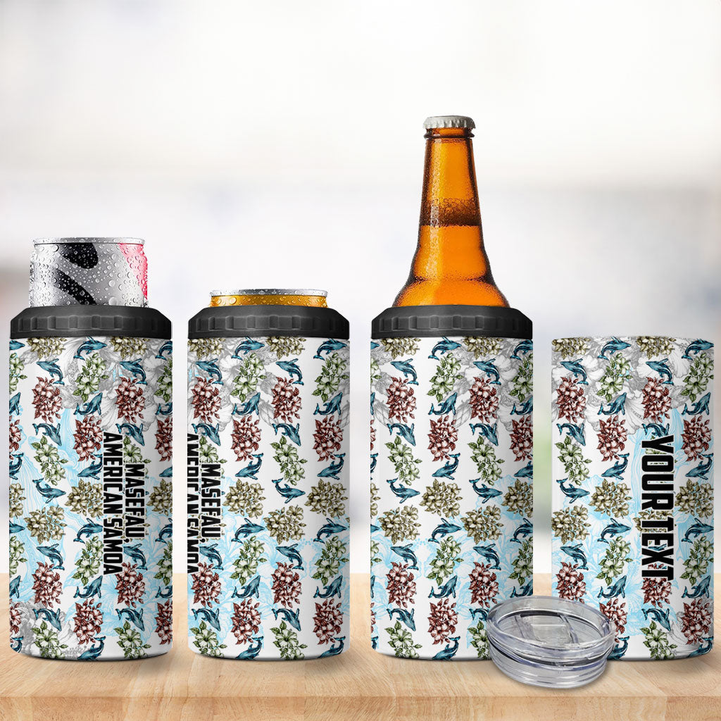 Personalized Masefau American Samoa 4 in 1 Can Cooler Tumbler Vintage Whale Hibiscus Ocean Waves TS04 - Polynesian Pride