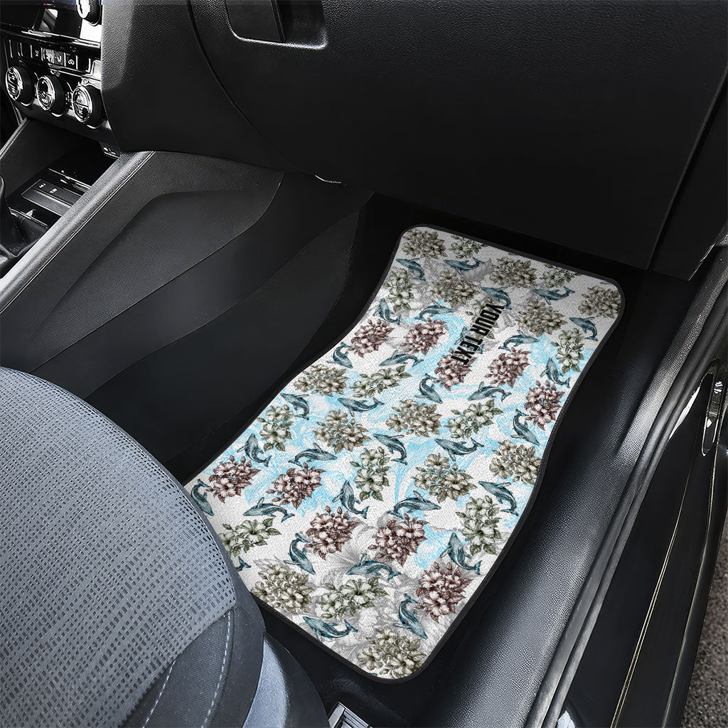 Personalized Masefau American Samoa Car Mats Vintage Whale Hibiscus Ocean Waves TS04 - Polynesian Pride