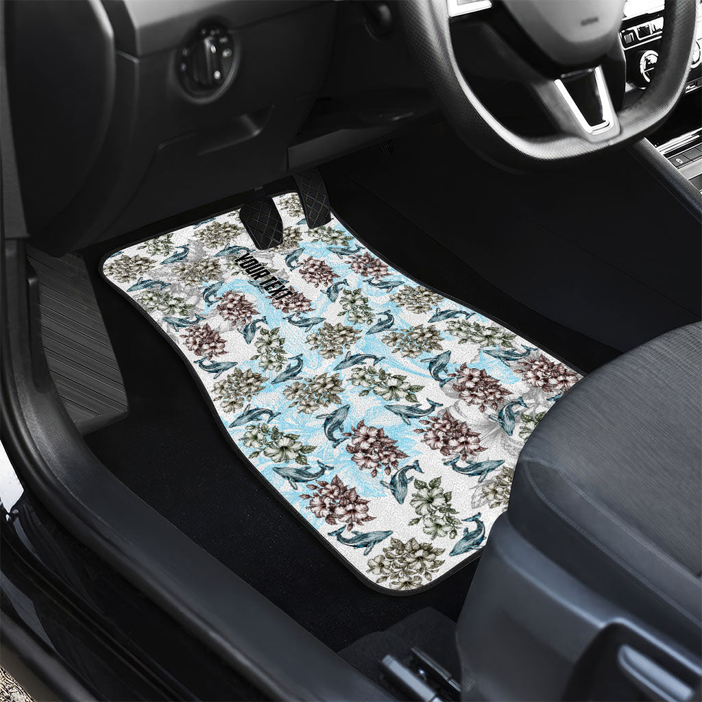 Personalized Masefau American Samoa Car Mats Vintage Whale Hibiscus Ocean Waves TS04 - Polynesian Pride