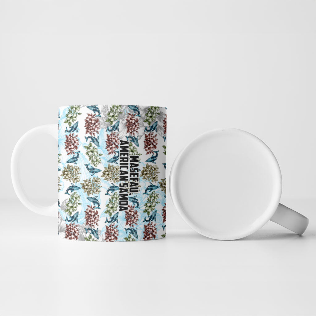 Personalized Masefau American Samoa Ceramic Mug Vintage Whale Hibiscus Ocean Waves TS04 - Polynesian Pride