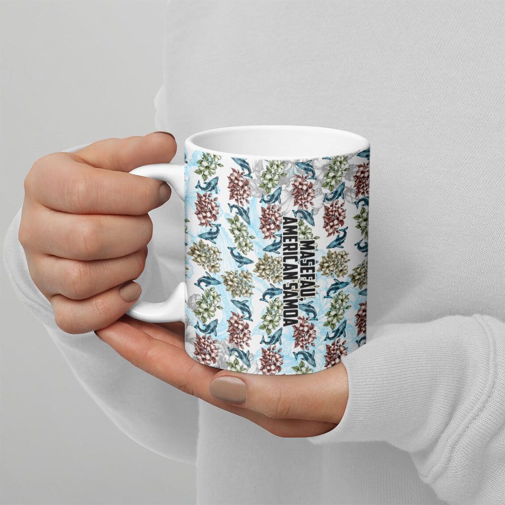 Personalized Masefau American Samoa Ceramic Mug Vintage Whale Hibiscus Ocean Waves TS04 - Polynesian Pride