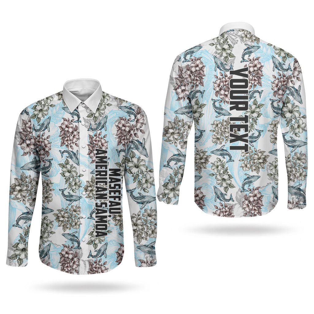 Personalized Masefau American Samoa Couples Matching Summer Maxi Dress and Long Sleeve Button Shirt Vintage Whale Hibiscus Ocean Waves TS04 - Polynesian Pride
