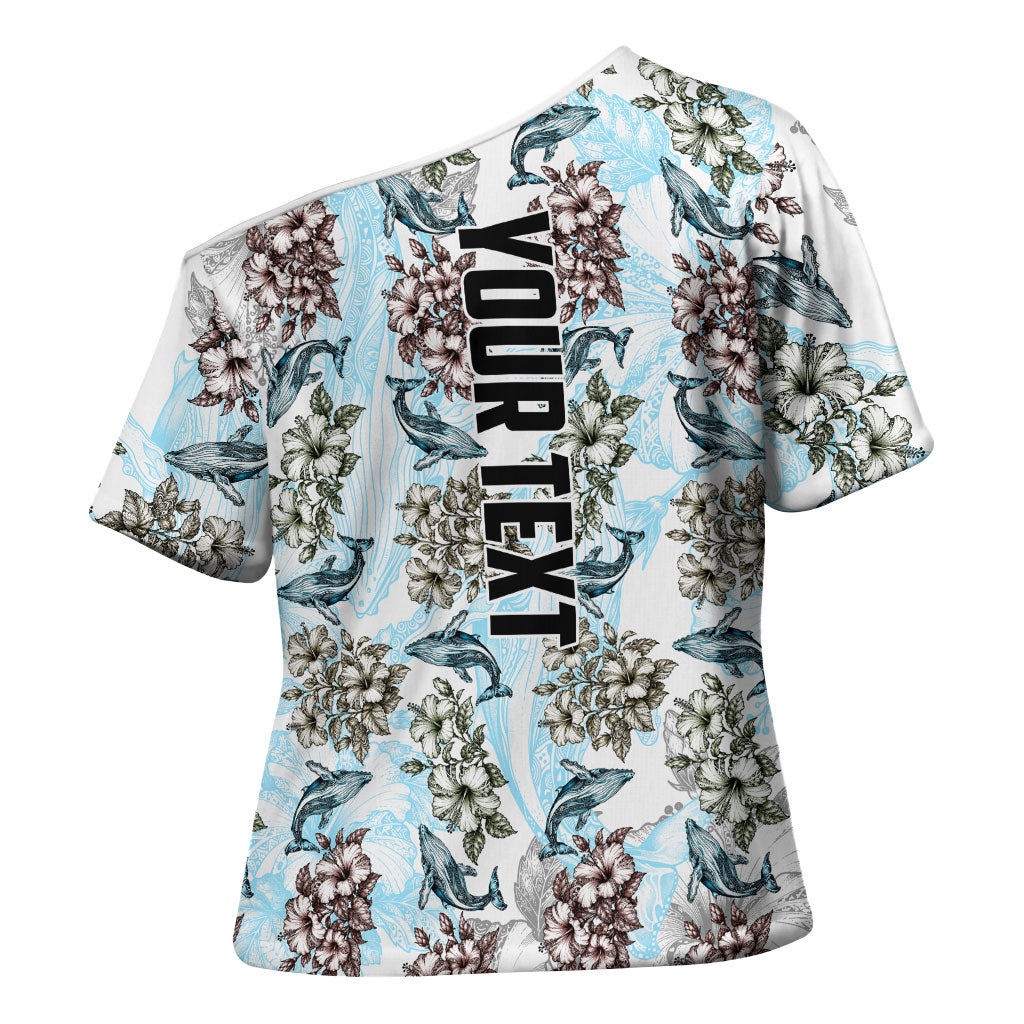 Personalized Masefau American Samoa Cross Shoulder Shirt Vintage Whale Hibiscus Ocean Waves TS04 - Polynesian Pride