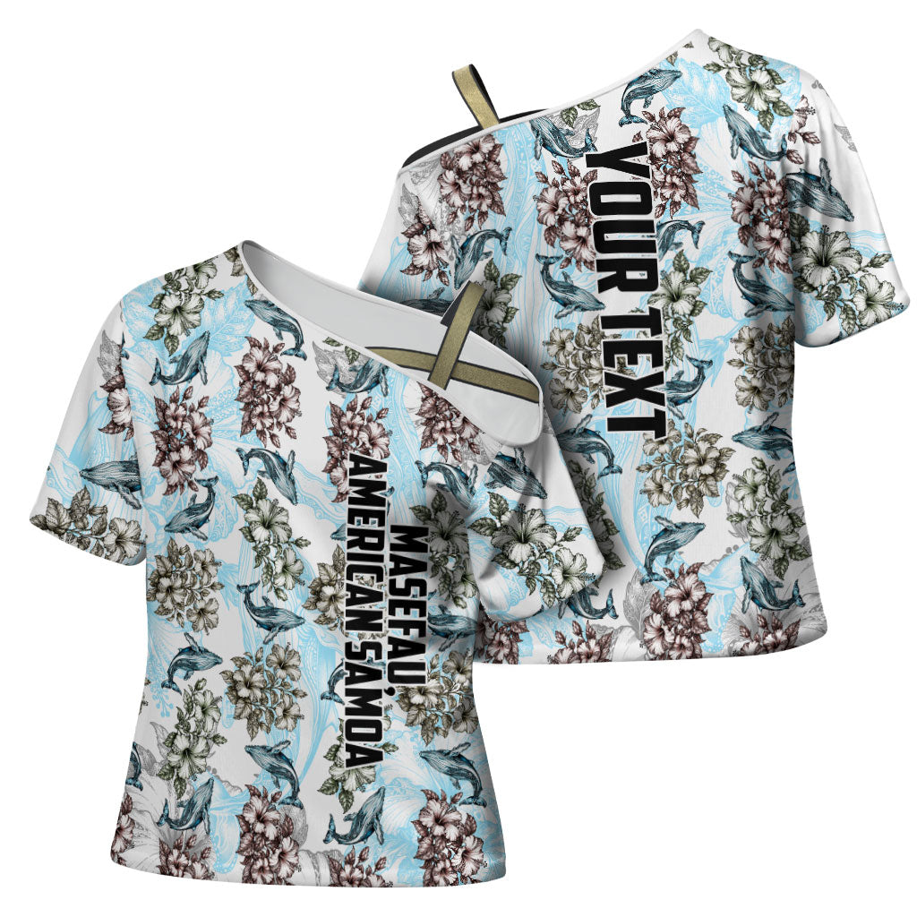 Personalized Masefau American Samoa Cross Shoulder Shirt Vintage Whale Hibiscus Ocean Waves TS04 - Polynesian Pride