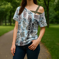 Personalized Masefau American Samoa Cross Shoulder Shirt Vintage Whale Hibiscus Ocean Waves TS04 - Polynesian Pride