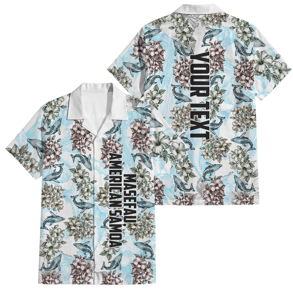 Personalized Masefau American Samoa Family Matching Summer Maxi Dress and Hawaiian Shirt Vintage Whale Hibiscus Ocean Waves TS04 Dad's Shirt - Short Sleeve White Blue - Polynesian Pride