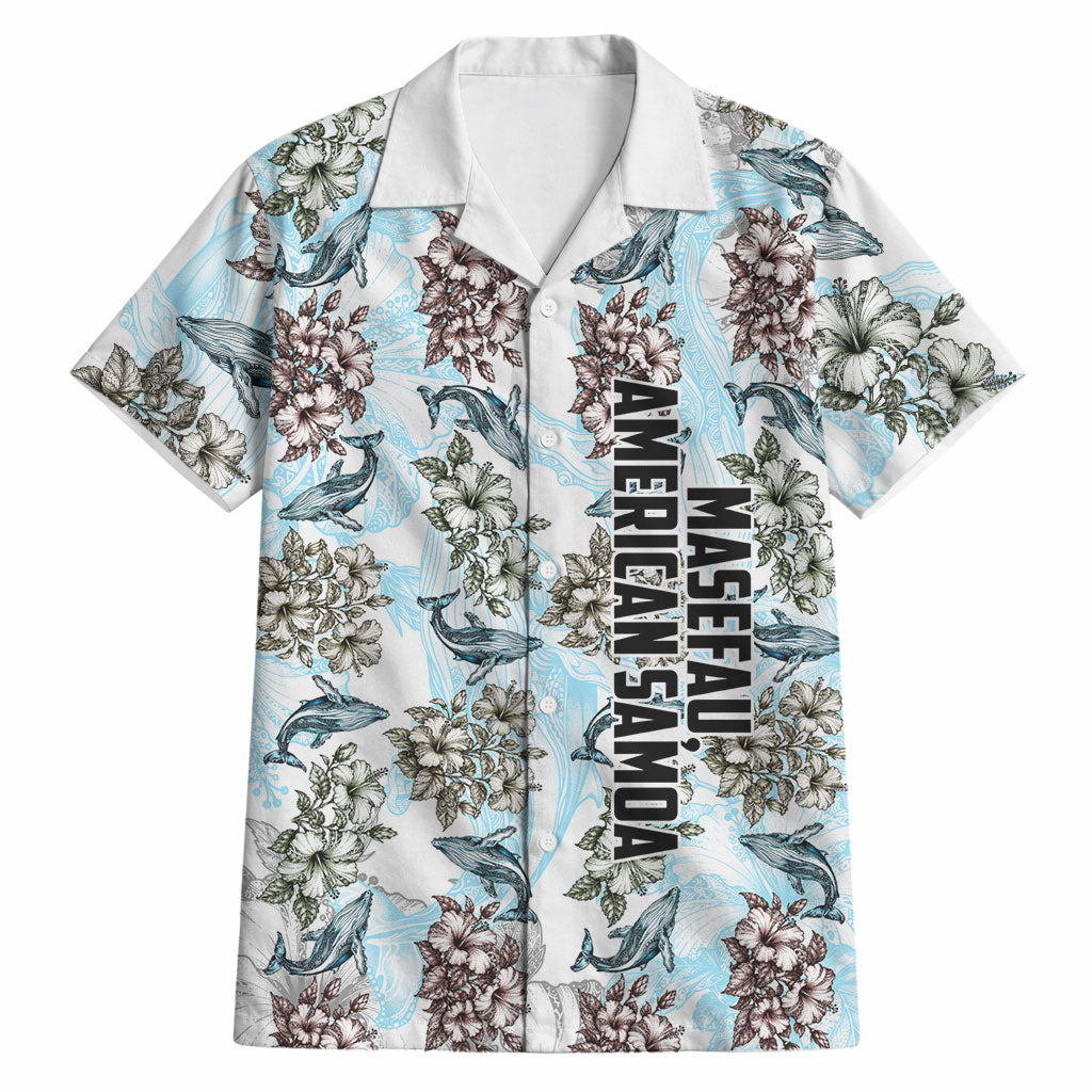 Personalized Masefau American Samoa Hawaiian Shirt Vintage Whale Hibiscus Ocean Waves TS04 White Blue - Polynesian Pride