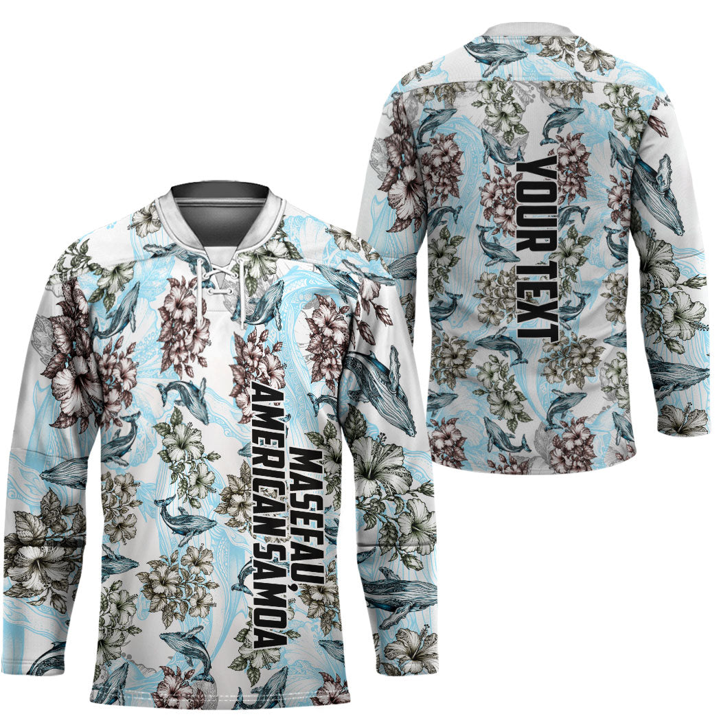Personalized Masefau American Samoa Hockey Jersey Vintage Whale Hibiscus Ocean Waves TS04 - Polynesian Pride