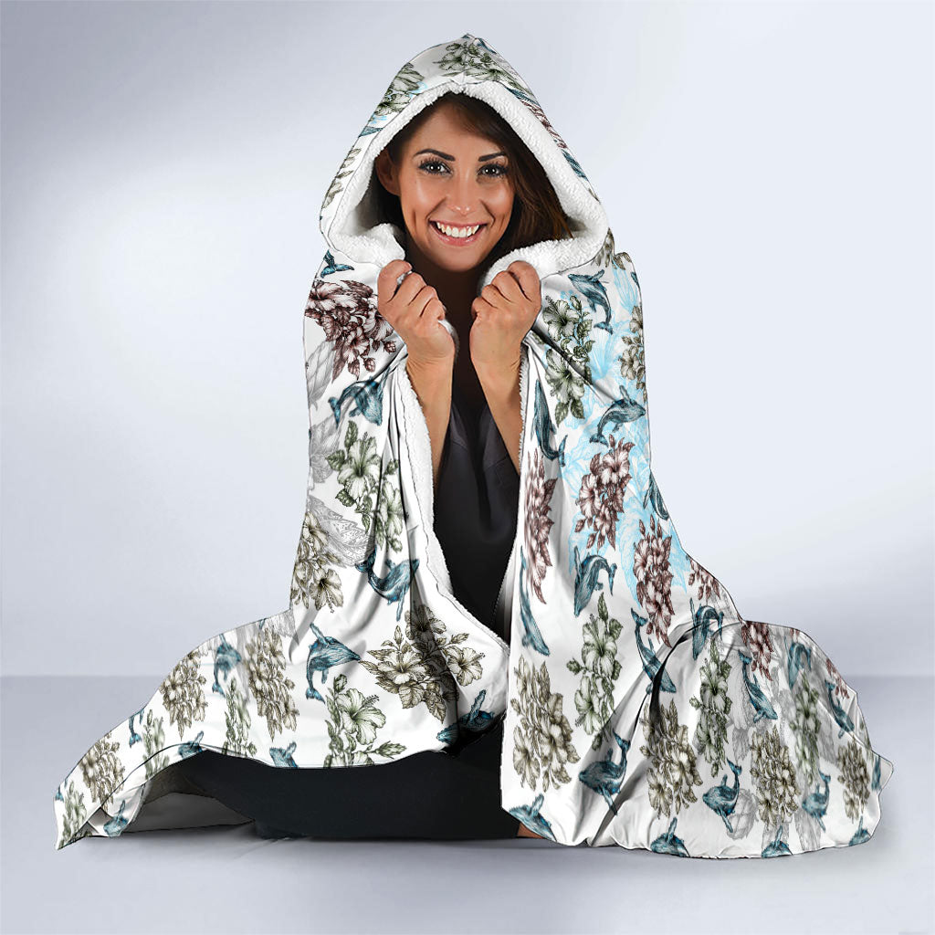 Personalized Masefau American Samoa Hooded Blanket Vintage Whale Hibiscus Ocean Waves TS04 - Polynesian Pride