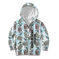 Personalized Masefau American Samoa Kid Hoodie Vintage Whale Hibiscus Ocean Waves TS04 Zip Hoodie White Blue - Polynesian Pride
