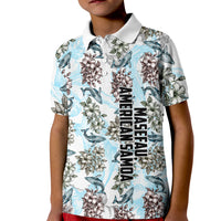 Personalized Masefau American Samoa Kid Polo Shirt Vintage Whale Hibiscus Ocean Waves TS04 Kid White Blue - Polynesian Pride