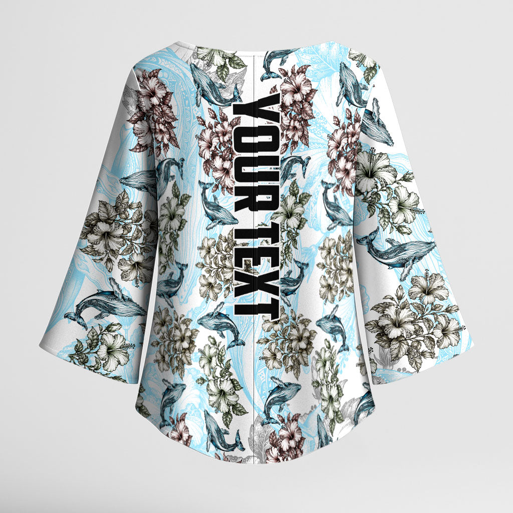 Personalized Masefau American Samoa Kimono Sleeve Blouse Vintage Whale Hibiscus Ocean Waves TS04 - Polynesian Pride