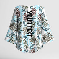 Personalized Masefau American Samoa Kimono Sleeve Blouse Vintage Whale Hibiscus Ocean Waves TS04 - Polynesian Pride