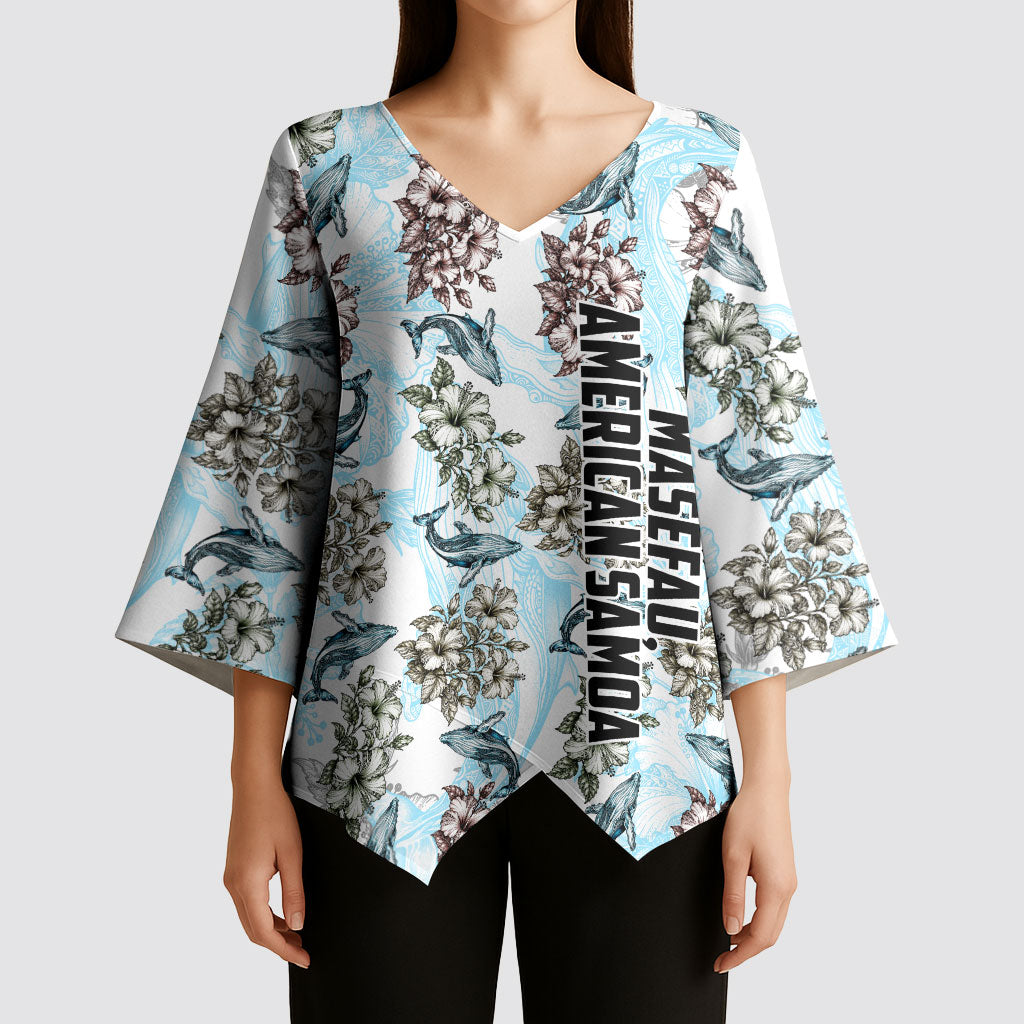 Personalized Masefau American Samoa Kimono Sleeve Blouse Vintage Whale Hibiscus Ocean Waves TS04 - Polynesian Pride