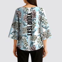 Personalized Masefau American Samoa Kimono Sleeve Blouse Vintage Whale Hibiscus Ocean Waves TS04 - Polynesian Pride