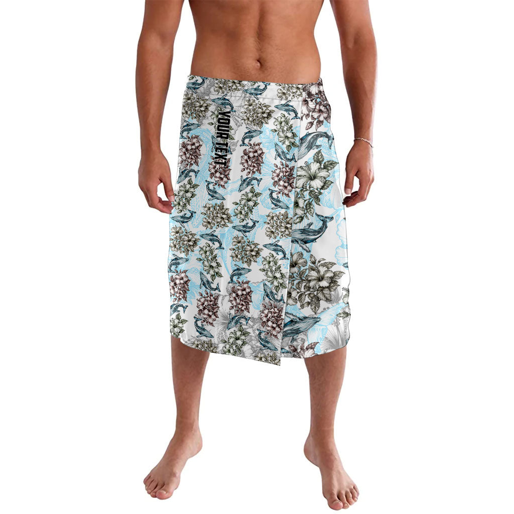Personalized Masefau American Samoa Lavalava Vintage Whale Hibiscus Ocean Waves TS04 White Blue - Polynesian Pride