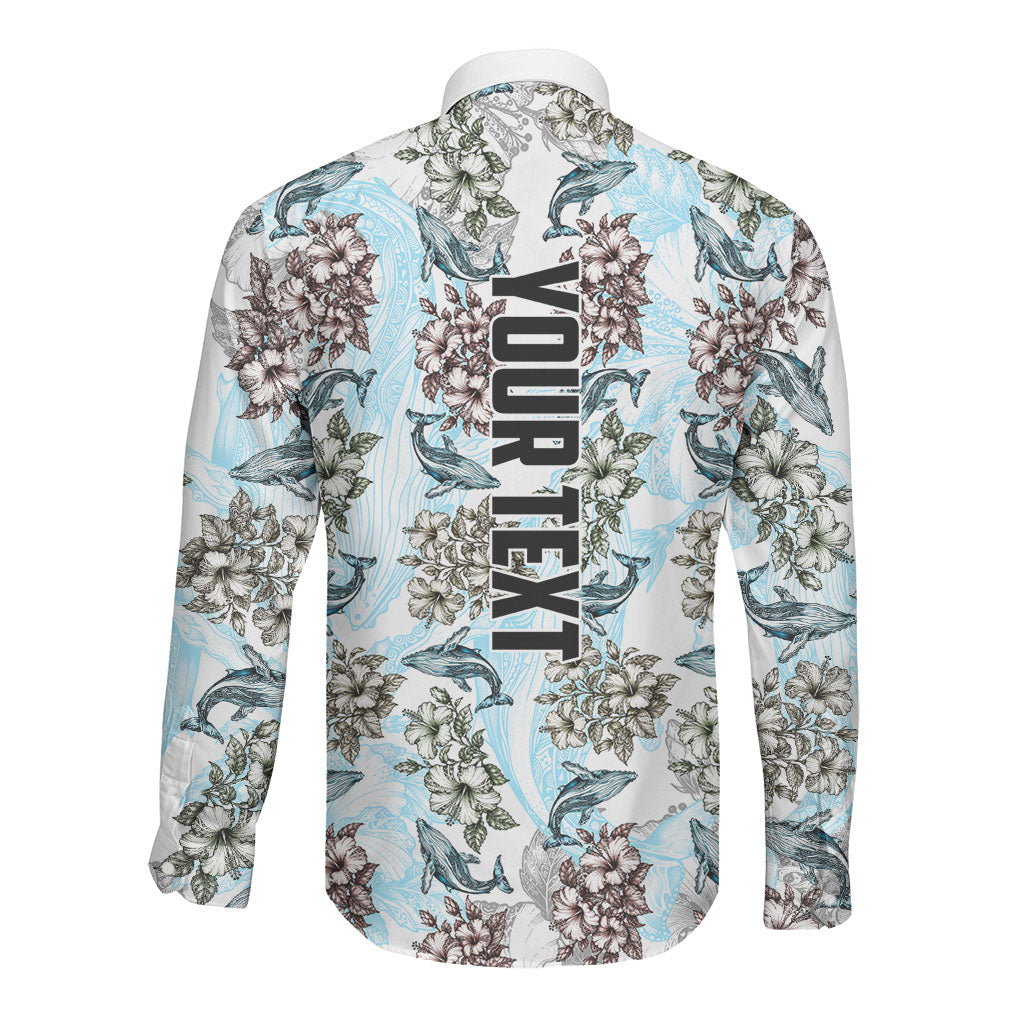 Personalized Masefau American Samoa Long Sleeve Button Shirt Vintage Whale Hibiscus Ocean Waves TS04 - Polynesian Pride