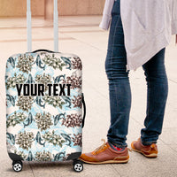 Personalized Masefau American Samoa Luggage Cover Vintage Whale Hibiscus Ocean Waves TS04 White Blue - Polynesian Pride