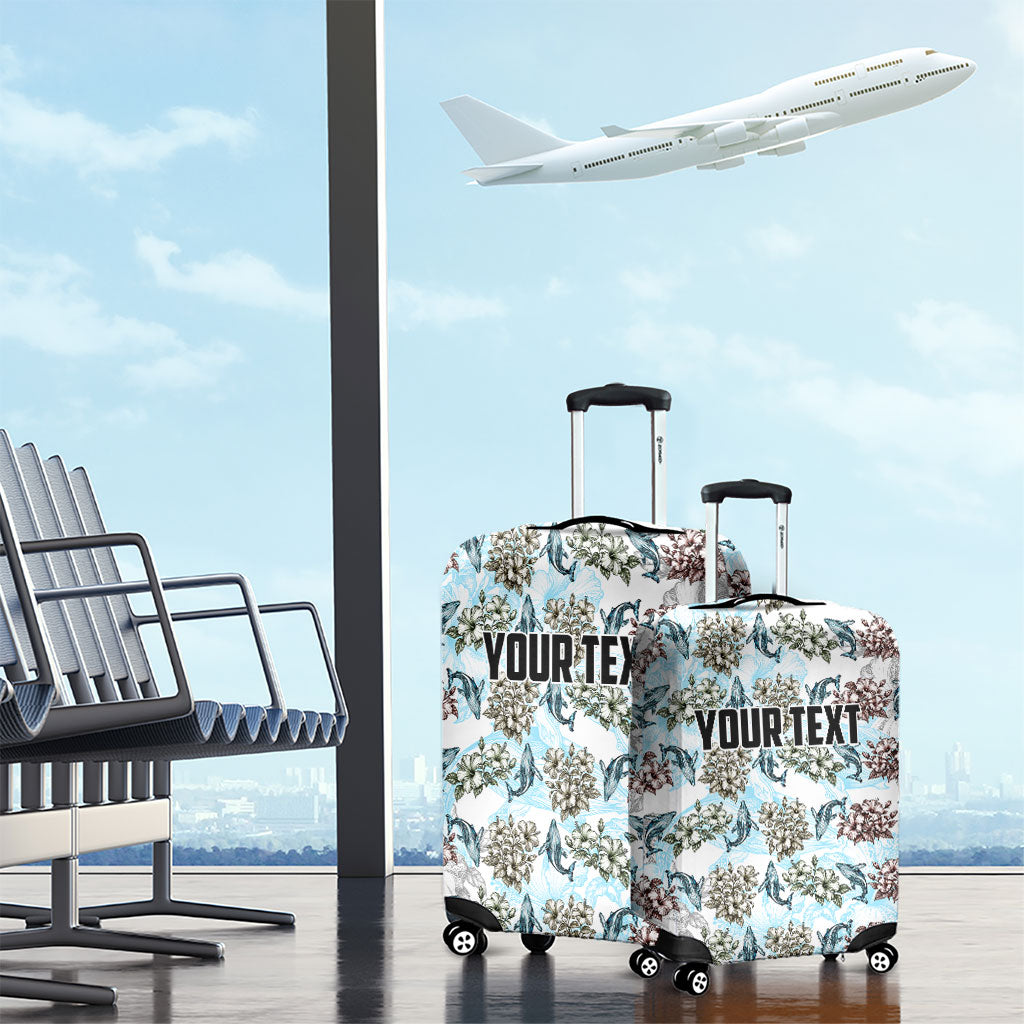 Personalized Masefau American Samoa Luggage Cover Vintage Whale Hibiscus Ocean Waves TS04 - Polynesian Pride