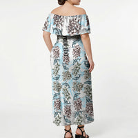 Personalized Masefau American Samoa Off Shoulder Maxi Dress Vintage Whale Hibiscus Ocean Waves TS04 - Polynesian Pride