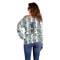 Personalized Masefau American Samoa Off Shoulder Sweater Vintage Whale Hibiscus Ocean Waves TS04 - Polynesian Pride