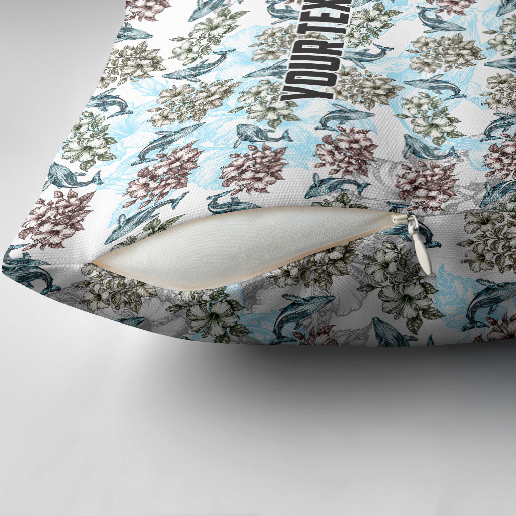 Personalized Masefau American Samoa Pillow Cover Vintage Whale Hibiscus Ocean Waves TS04 - Polynesian Pride