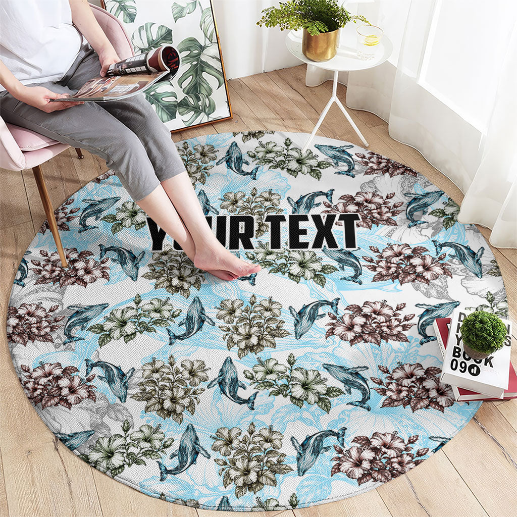 Personalized Masefau American Samoa Round Carpet Vintage Whale Hibiscus Ocean Waves TS04 - Polynesian Pride