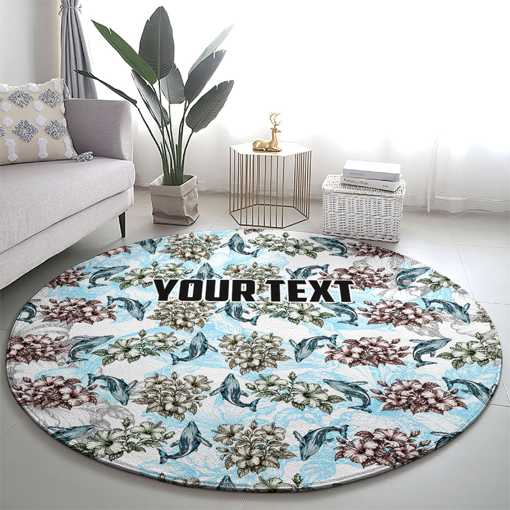 Personalized Masefau American Samoa Round Carpet Vintage Whale Hibiscus Ocean Waves TS04 - Polynesian Pride