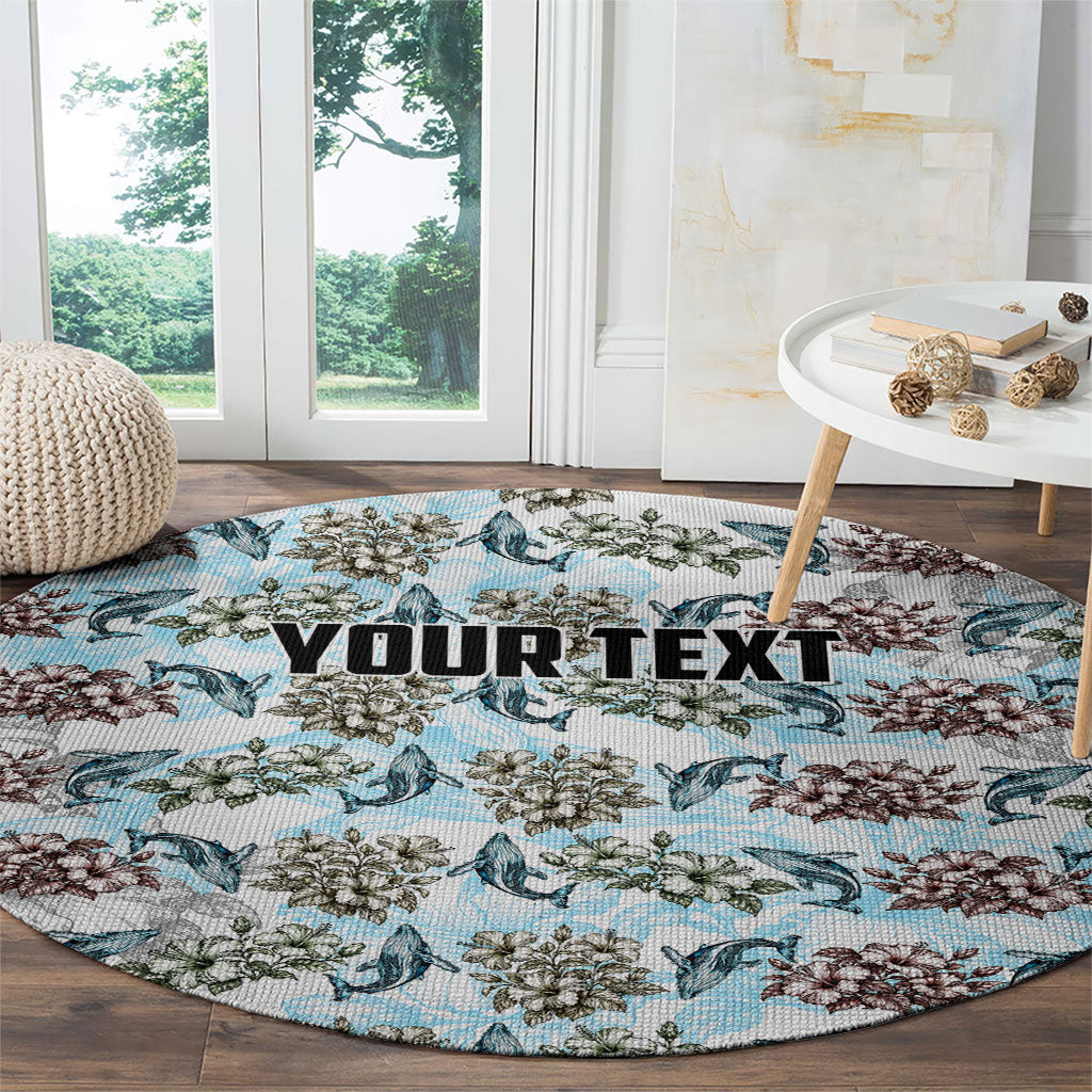 Personalized Masefau American Samoa Round Carpet Vintage Whale Hibiscus Ocean Waves TS04 - Polynesian Pride