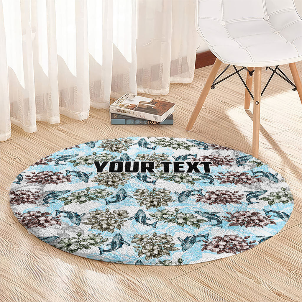 Personalized Masefau American Samoa Round Carpet Vintage Whale Hibiscus Ocean Waves TS04 - Polynesian Pride