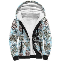 Personalized Masefau American Samoa Sherpa Hoodie Vintage Whale Hibiscus Ocean Waves TS04 Unisex White Blue - Polynesian Pride