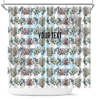 Personalized Masefau American Samoa Shower Curtain Vintage Whale Hibiscus Ocean Waves TS04 White Blue - Polynesian Pride
