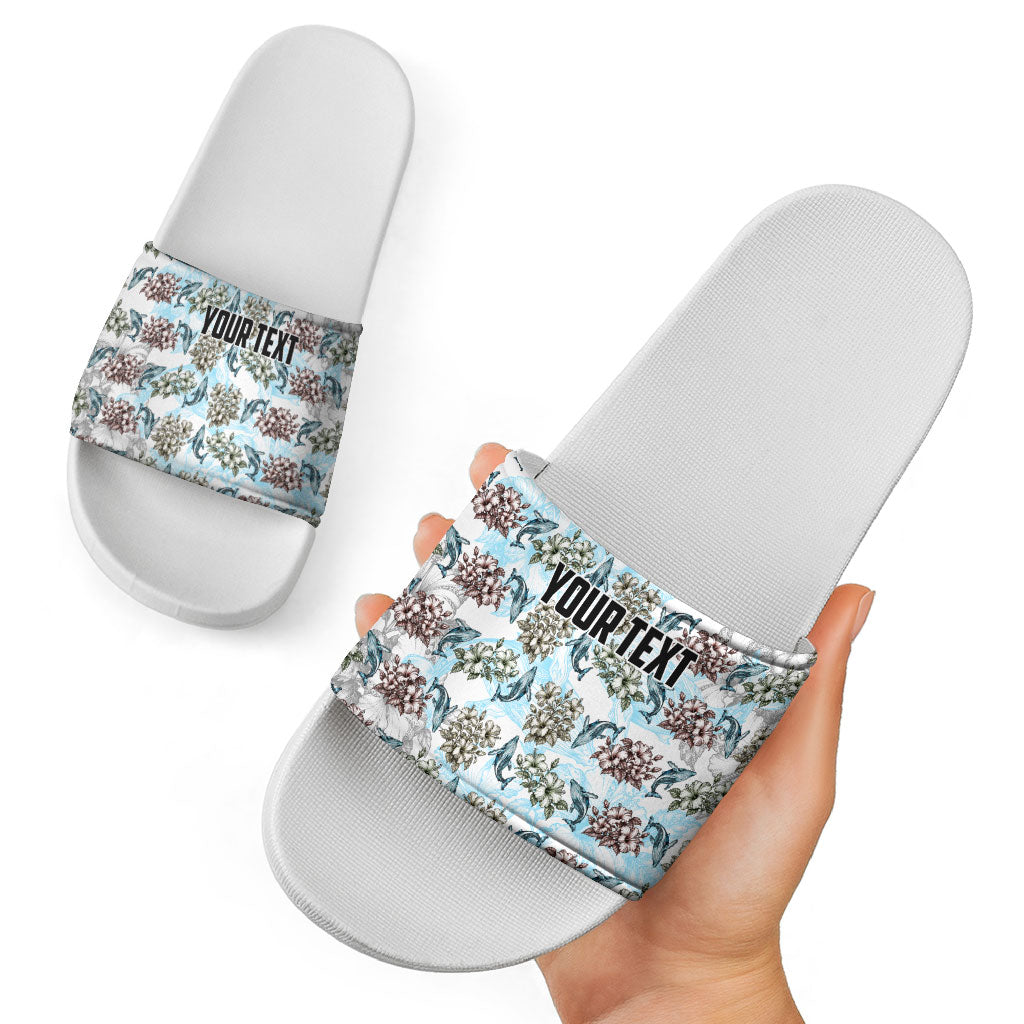 Personalized Masefau American Samoa Slide Sandals Vintage Whale Hibiscus Ocean Waves TS04 - Polynesian Pride