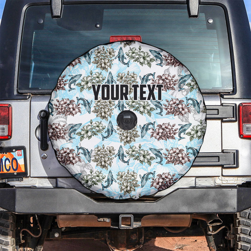 Personalized Masefau American Samoa Spare Tire Cover Vintage Whale Hibiscus Ocean Waves TS04 White Blue - Polynesian Pride