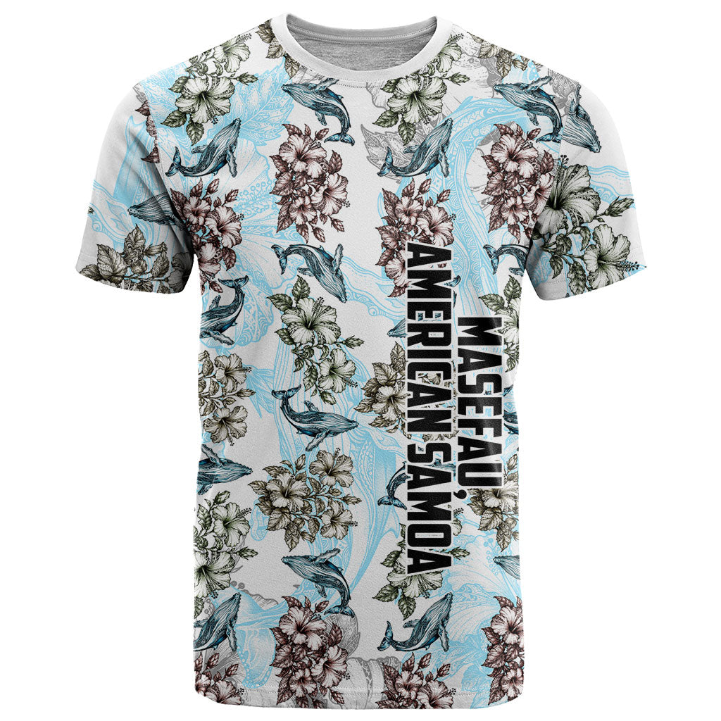 Personalized Masefau American Samoa T Shirt Vintage Whale Hibiscus Ocean Waves TS04 White Blue - Polynesian Pride