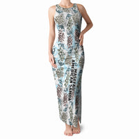 Personalized Masefau American Samoa Tank Maxi Dress Vintage Whale Hibiscus Ocean Waves TS04 Women White Blue - Polynesian Pride