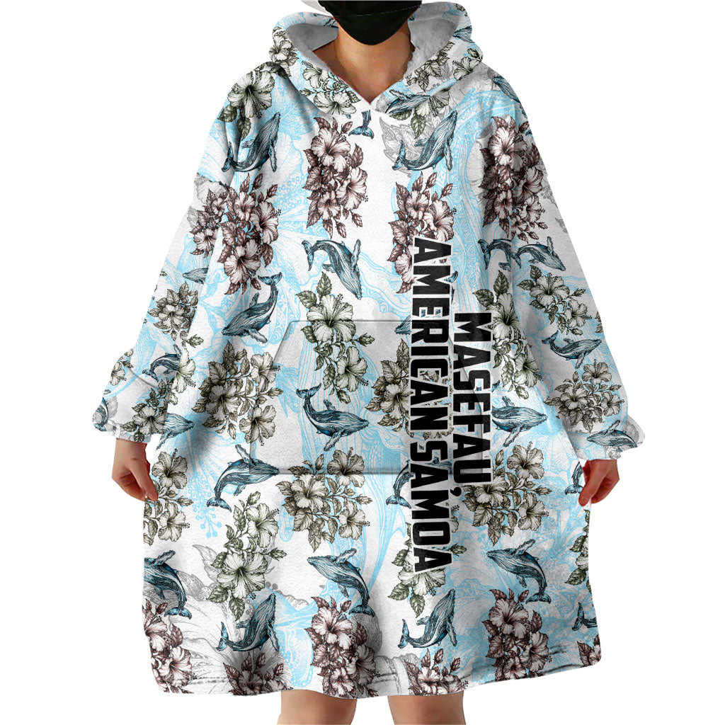 Personalized Masefau American Samoa Wearable Blanket Hoodie Vintage Whale Hibiscus Ocean Waves TS04 - Polynesian Pride
